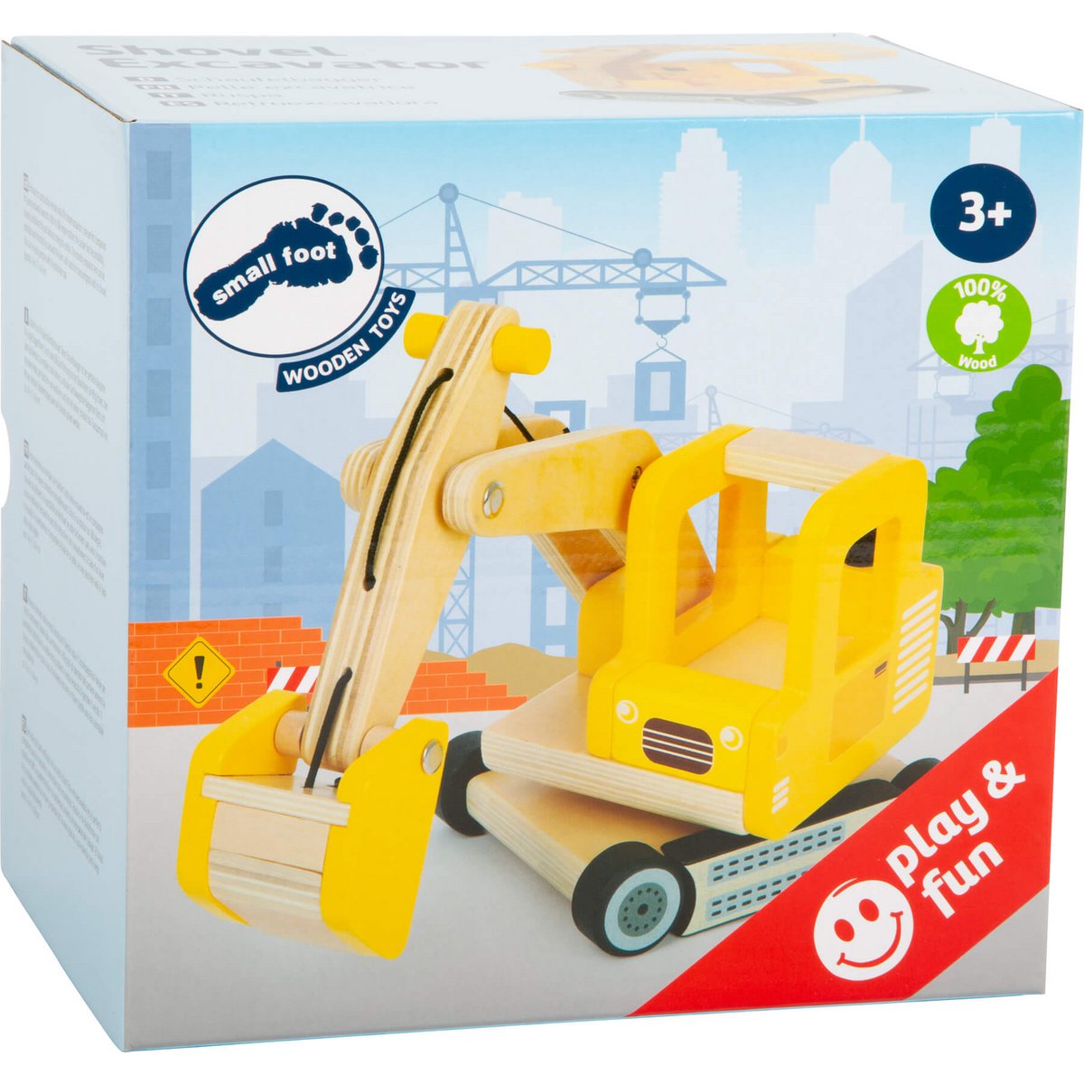 Houten Graafmachine met Beweegbare Arm | Bouwvoertuig voor Kinderen