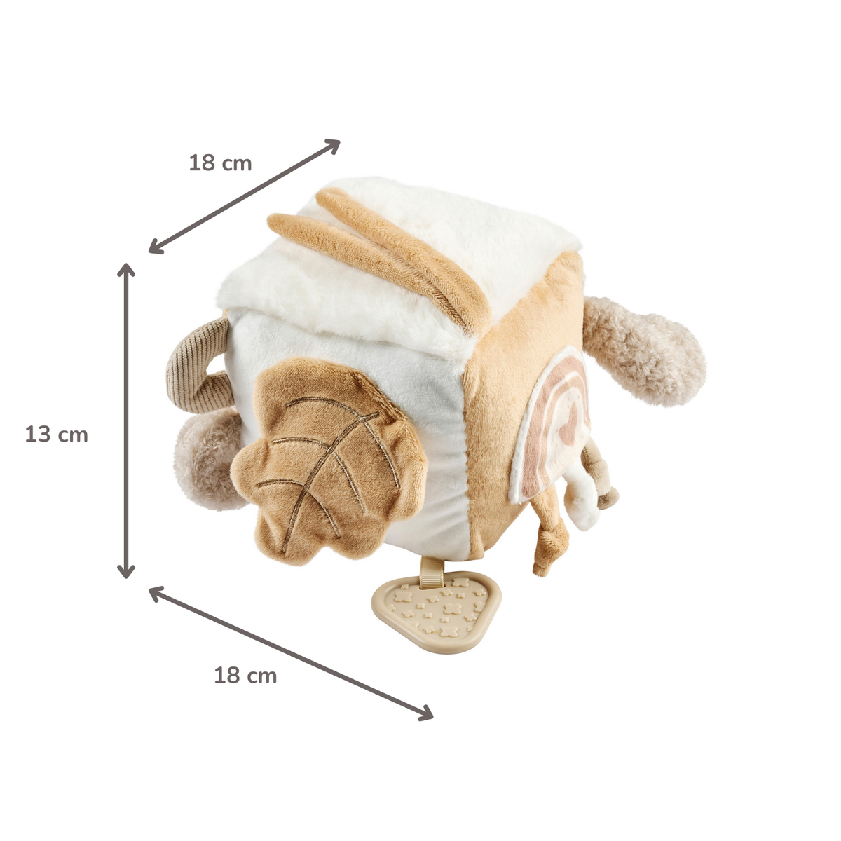 Nattou Lapidou Zachte Activiteiten Kubus - 18 cm - Beige