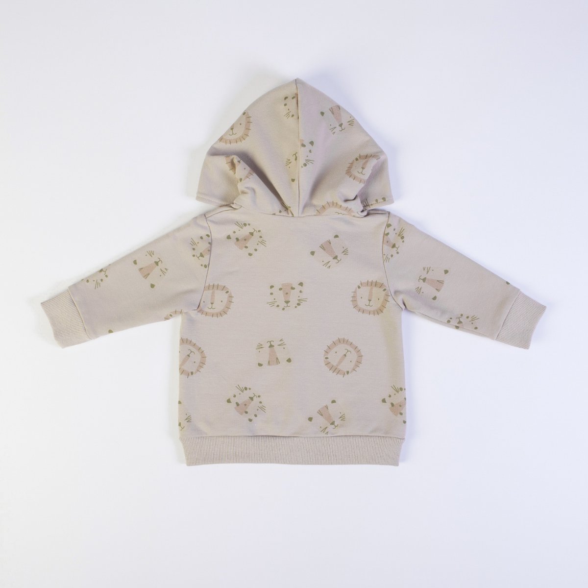 FS Baby - beige Babyvestje met Leeuwtjes- & tijgerprint met kap