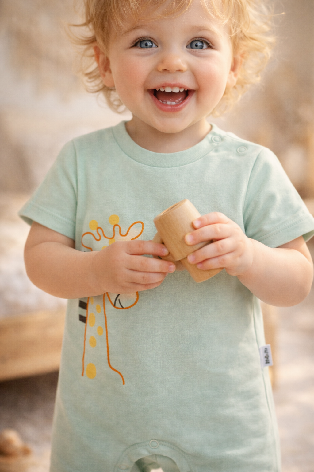 Babyromper met giraffenprint | Zachte katoenen body, 3 kleuren