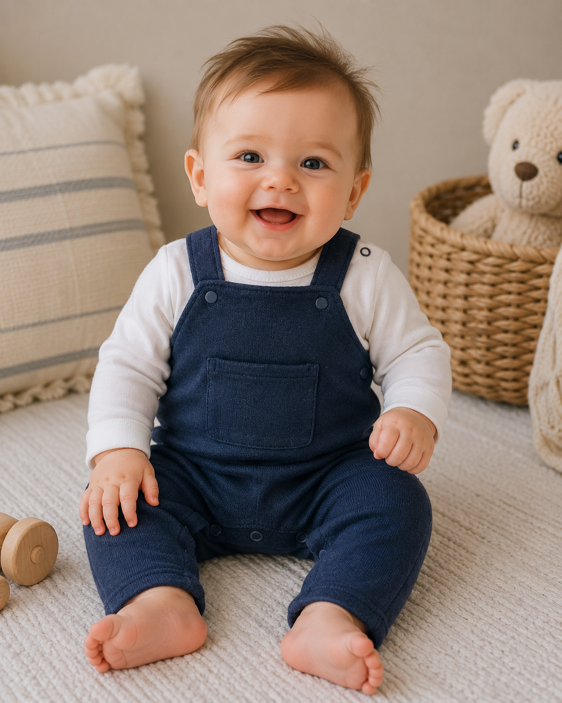 FS Baby - 2-delige Babyset Blauw – Gebreide Salopette & Shirt