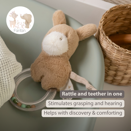 LouLou Rattle Donkey - 15 cm - Light Caramel