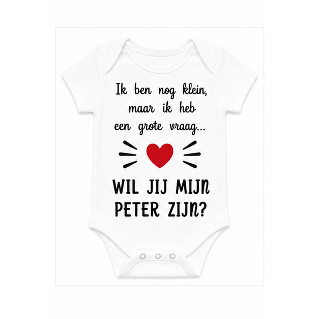 Bedrukte Body: Ik ben nog klein, maar ik heb een grote vraag.... (Peter)