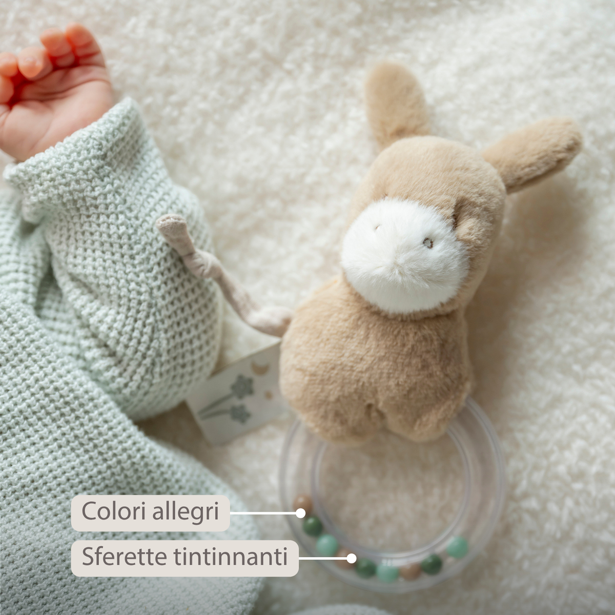 LouLou Rattle Donkey - 15 cm - Light Caramel