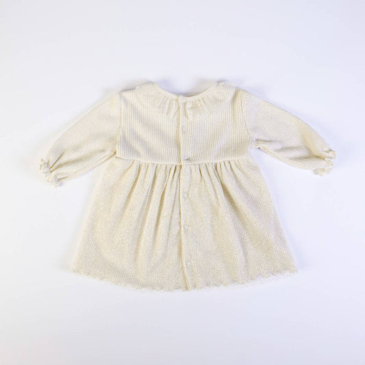 FS Baby - Feestelijk Babyjurkje Ecru – Lange Mouwen met Tule & Subtiele Glitter