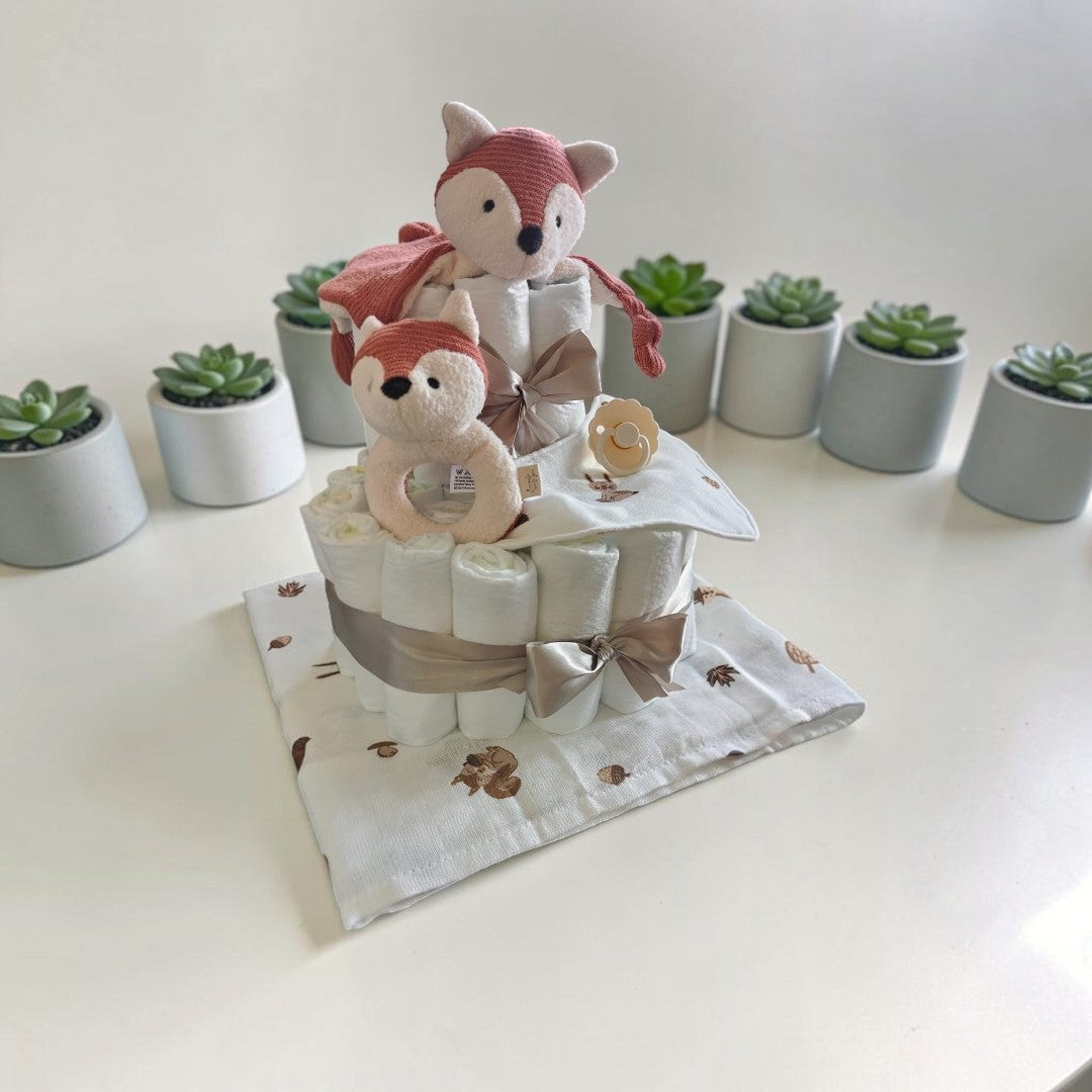Pampertaart Vosje – een liefdevol geboortecadeau