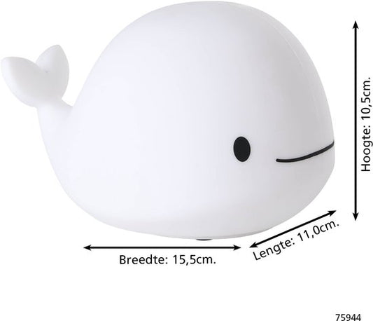 EGLO Castellino walvis Nachtlampje | Draadloos Oplaadbaar LED Nachtlamp voor Baby & Kind