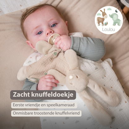 LouLou Mini Comforter Rabbit - Baby Blanket - 25 cm - Sand