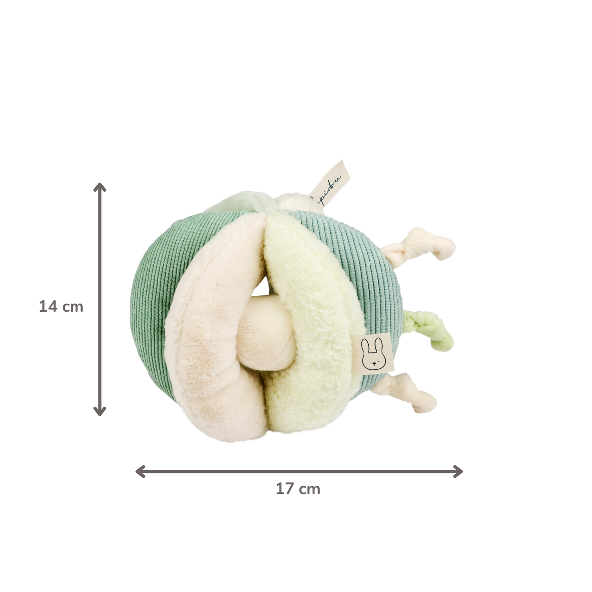 Lapidou Ball - Activity Plush - 17 cm - Linden Green