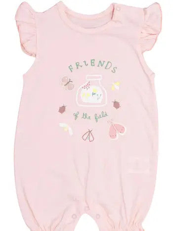 Lichtroze Babyrompertje “Friends of the Field” - maat 3M