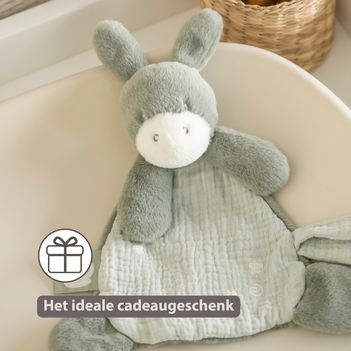 LouLou Mini Comforter Donkey - Baby Blanket
 - 25 cm - Linden Green