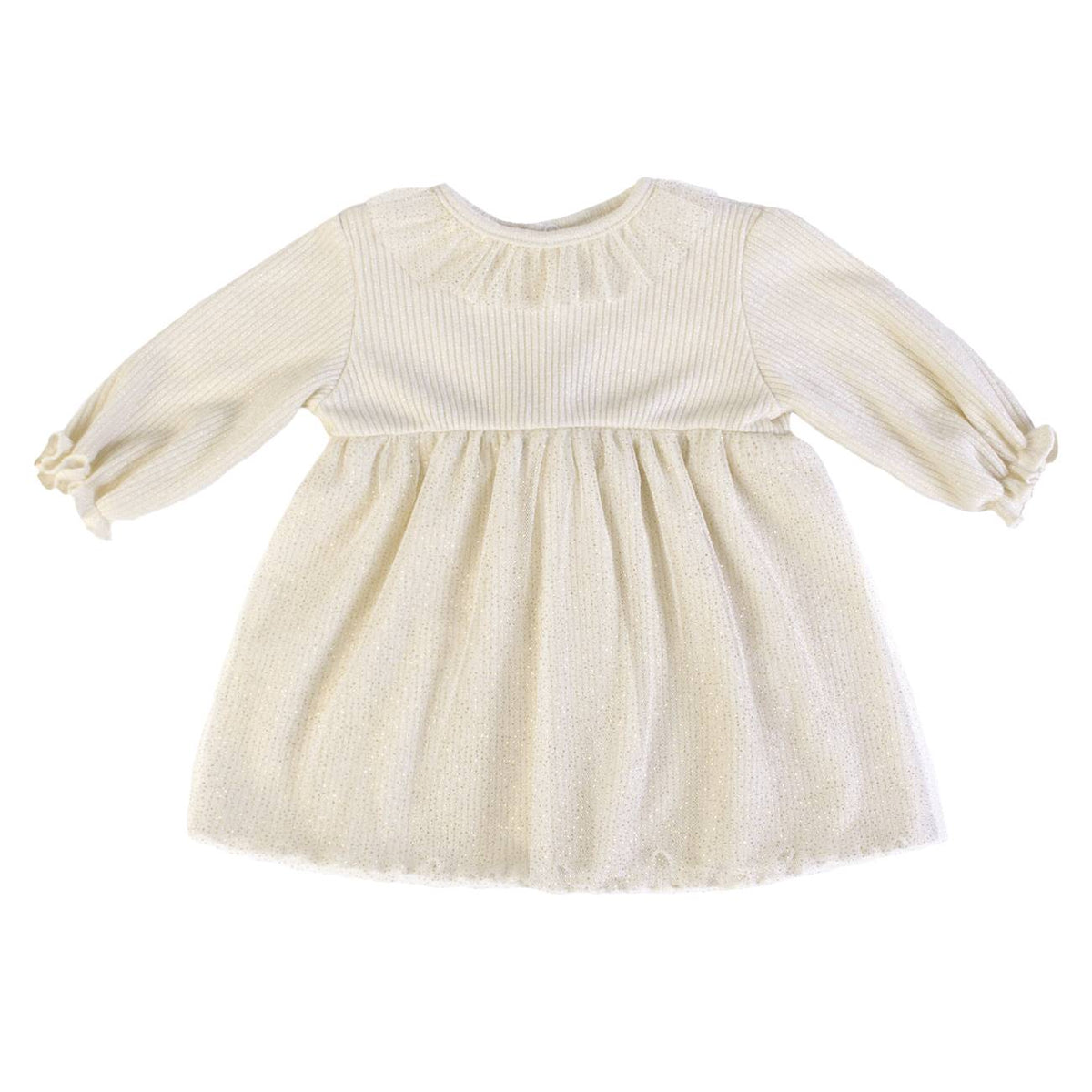 FS Baby - Feestelijk Babyjurkje Ecru – Lange Mouwen met Tule & Subtiele Glitter