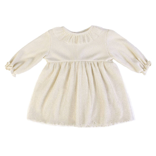 FS Baby - Feestelijk Babyjurkje Ecru – Lange Mouwen met Tule & Subtiele Glitter