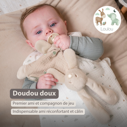 LouLou Mini Comforter Rabbit - Baby Blanket - 25 cm - Sand