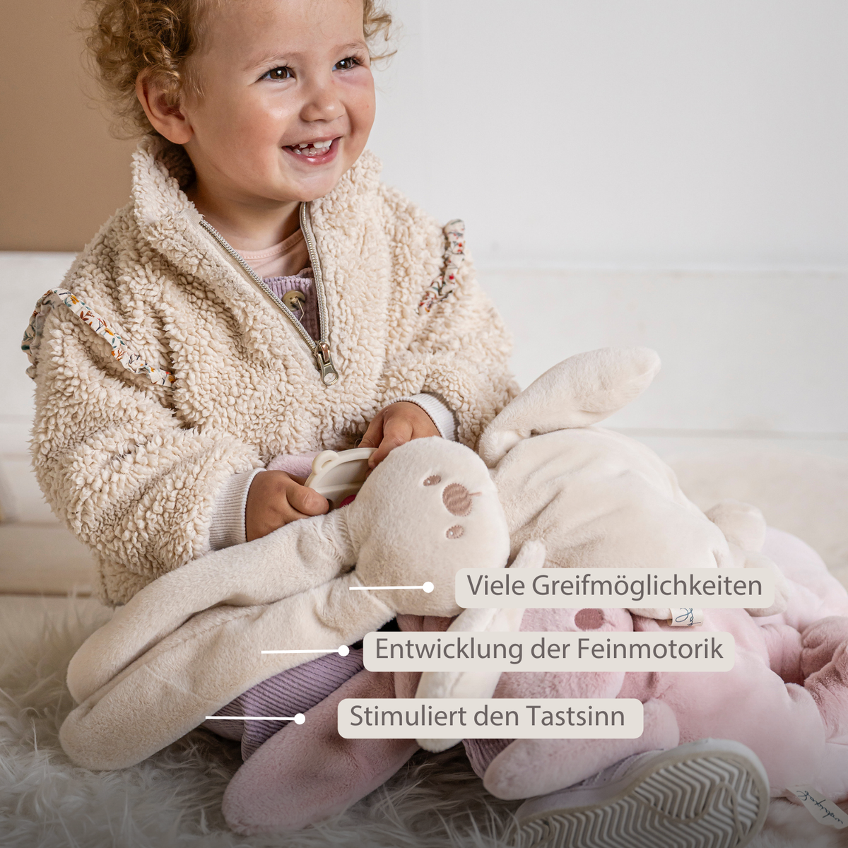 Lapidou Cuddly Rabbit - 30 cm - Soft Baby Plush - Sand