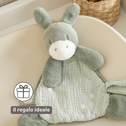 LouLou Mini Comforter Donkey - Baby Blanket
 - 25 cm - Linden Green