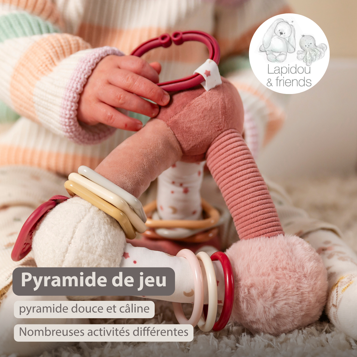 Lapidou Soft Activity Pyramid - 20 cm - Powder Pink