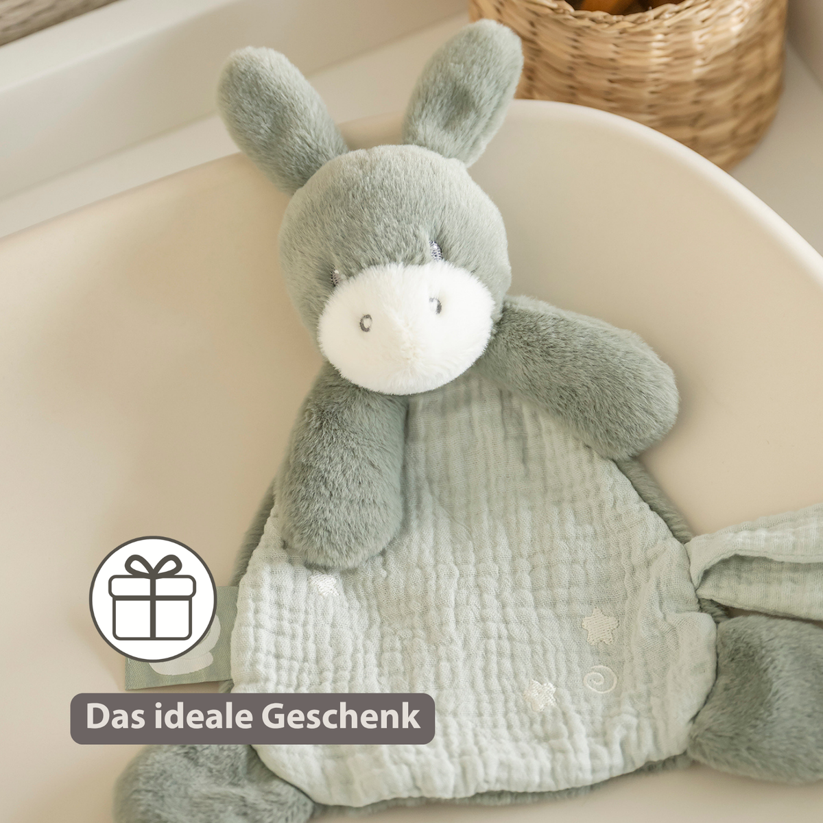 LouLou Mini Comforter Donkey - Baby Blanket
 - 25 cm - Linden Green