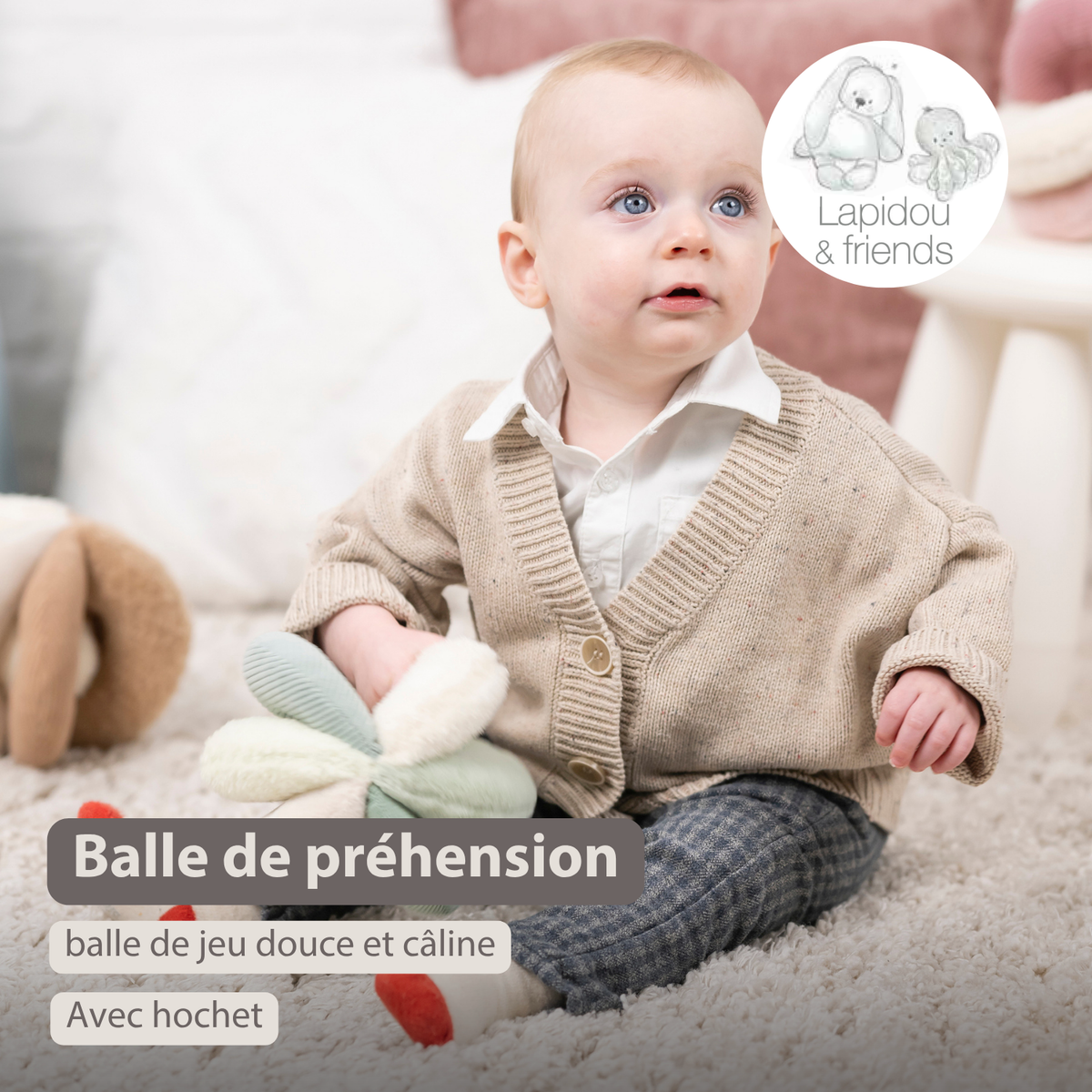 Lapidou Ball - Activity Plush - 17 cm - Linden Green