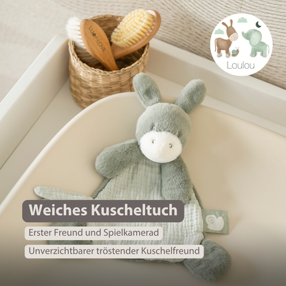 LouLou Mini Comforter Donkey - Baby Blanket
 - 25 cm - Linden Green