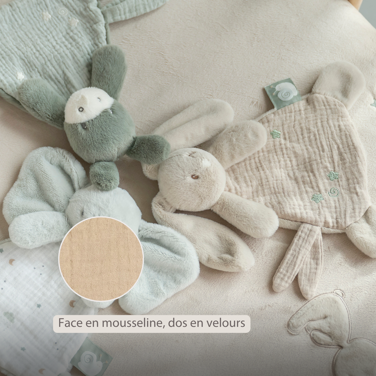 LouLou Mini Comforter Rabbit - Baby Blanket - 25 cm - Sand