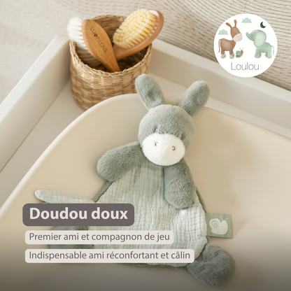 LouLou Mini Comforter Donkey - Baby Blanket
 - 25 cm - Linden Green