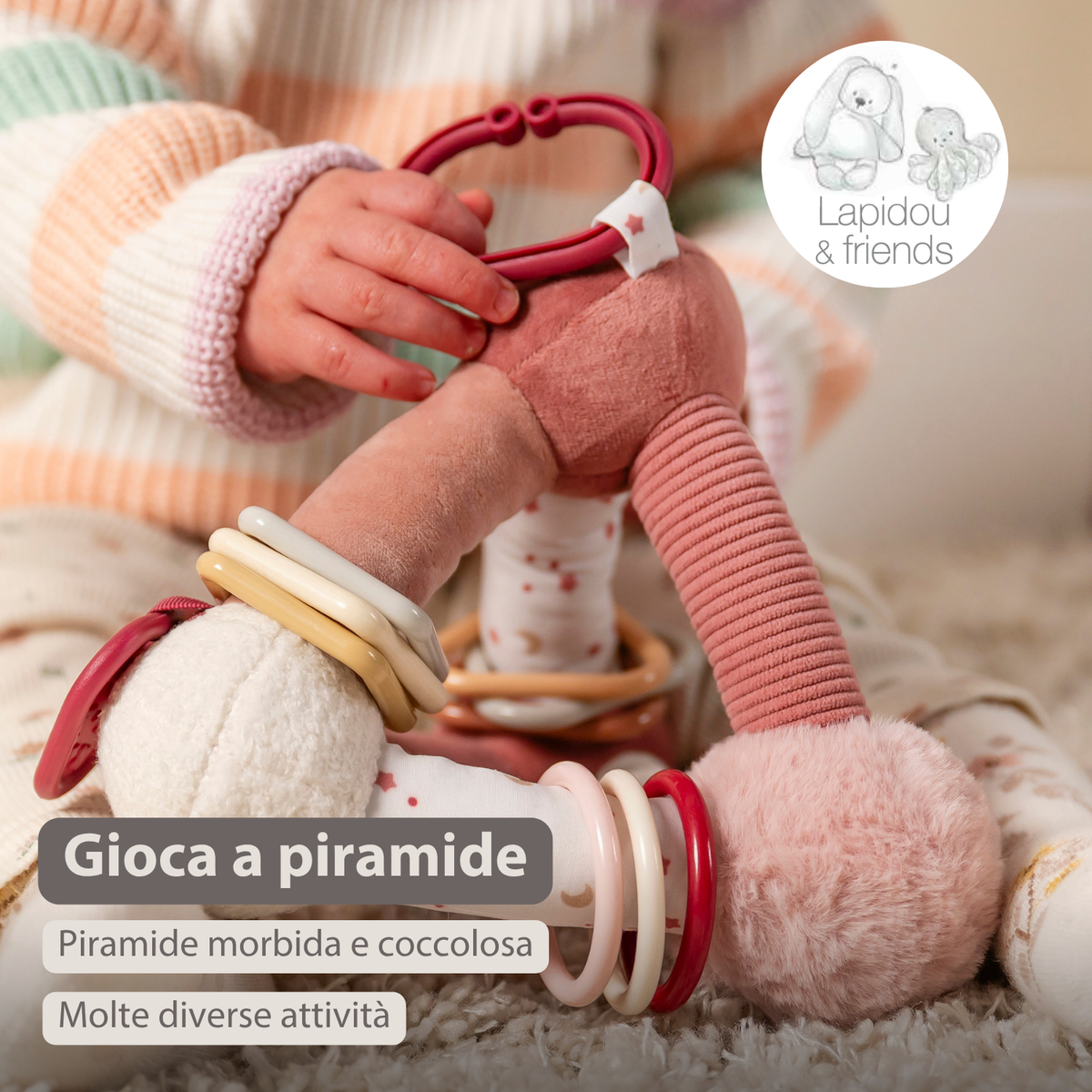 Lapidou Soft Activity Pyramid - 20 cm - Powder Pink