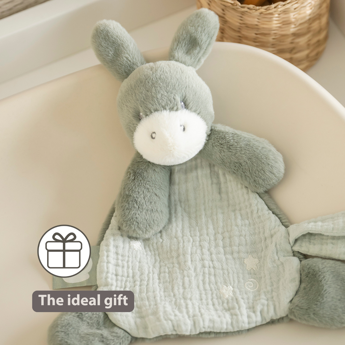 LouLou Mini Comforter Donkey - Baby Blanket
 - 25 cm - Linden Green