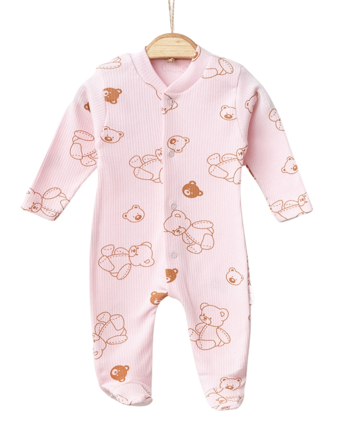 Berenprint Roze Romper – Lange Mouwen Babymeisjes Romper 3/6M