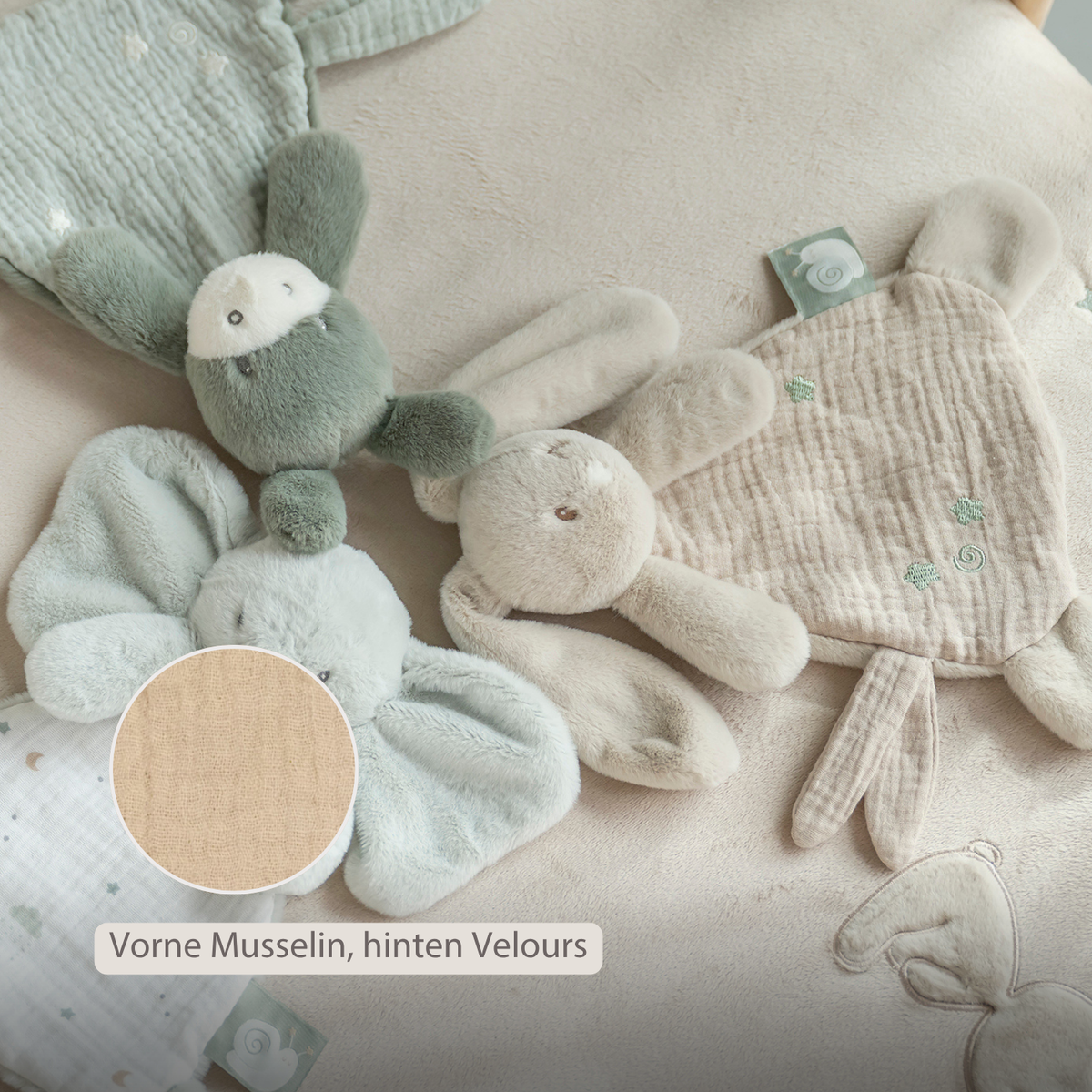 LouLou Mini Comforter Rabbit - Baby Blanket - 25 cm - Sand