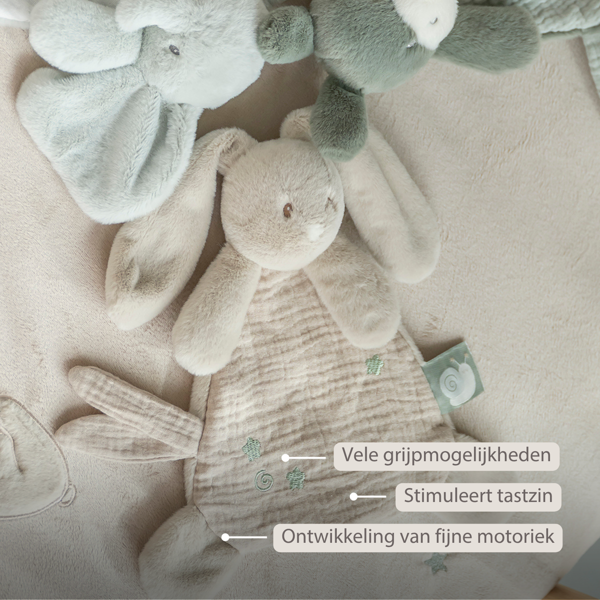 LouLou Mini Comforter Rabbit - Baby Blanket - 25 cm - Sand
