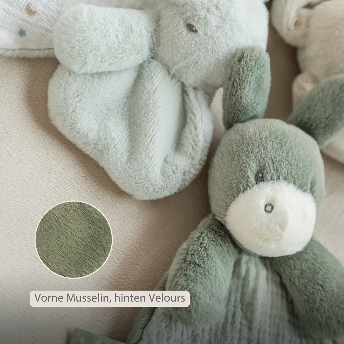 LouLou Mini Comforter Donkey - Baby Blanket
 - 25 cm - Linden Green