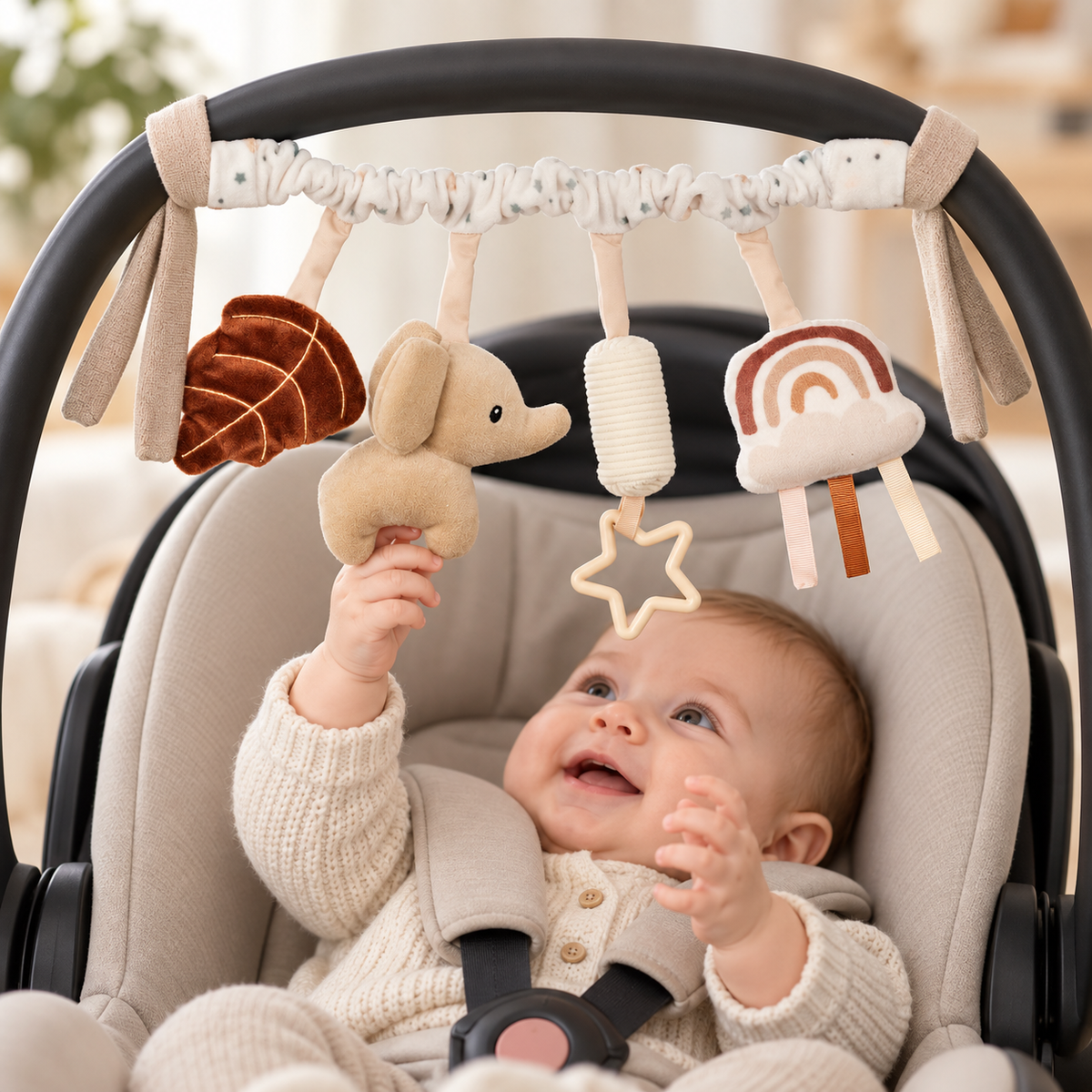 Nattou Lapidou Wagenspanner - Kinderwagen Activiteitenspiraal - donker roze