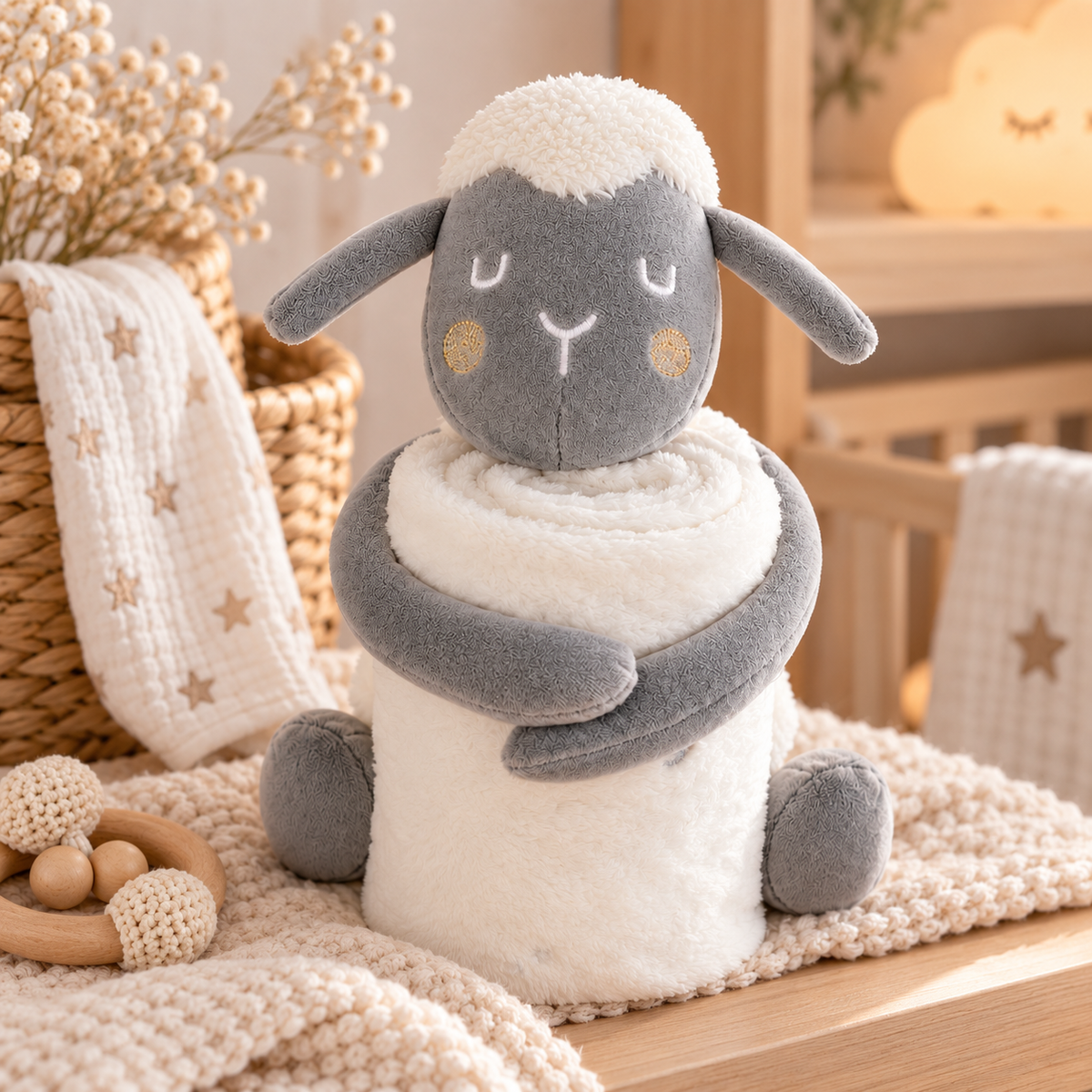 Knuffel & Deken Cadeauset Schaapje – Zacht & Lief Geboortecadeau