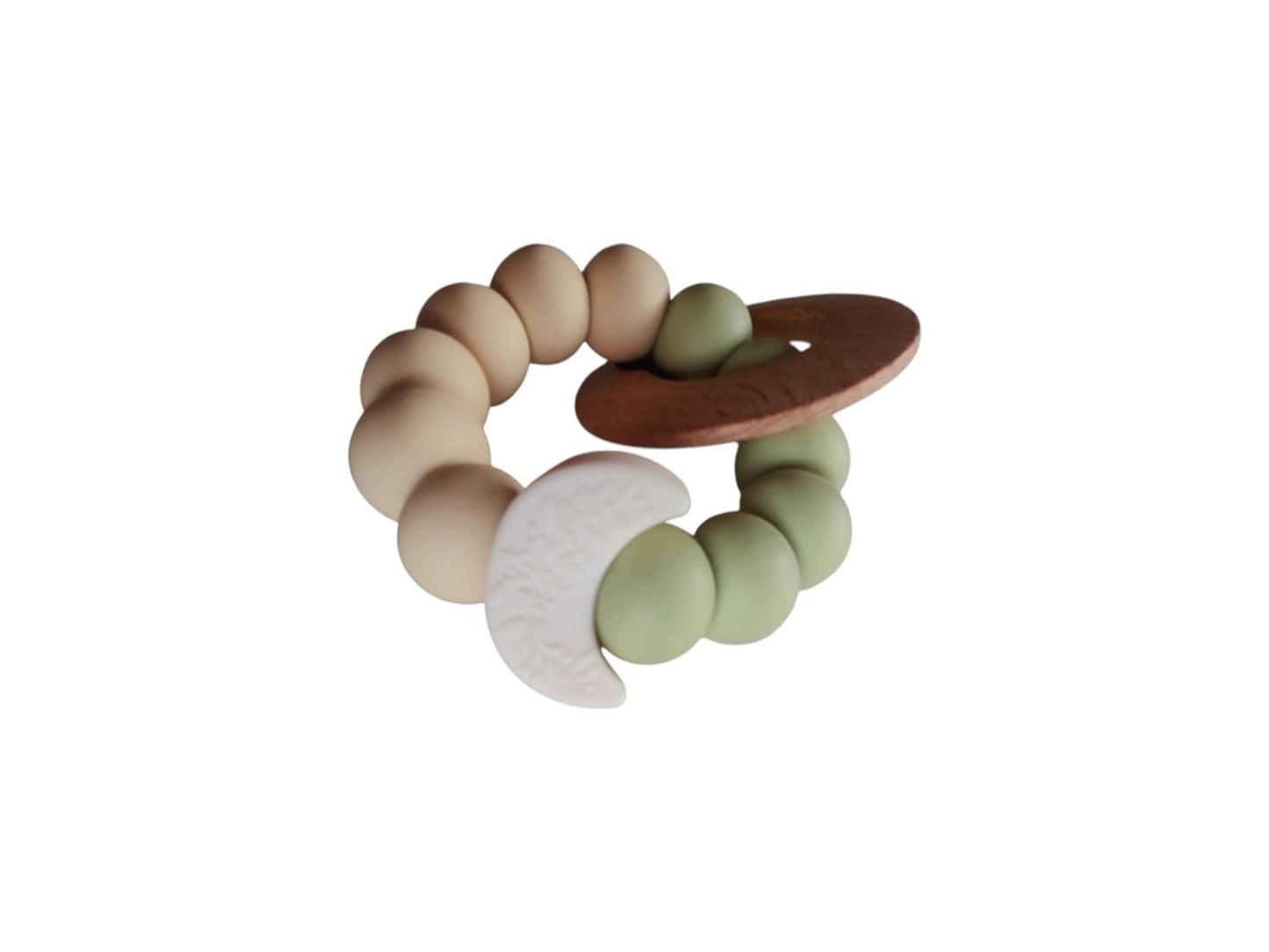 Bijtring: Groen/Beige Maan