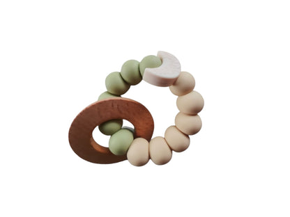 Bijtring: Groen/Beige Maan