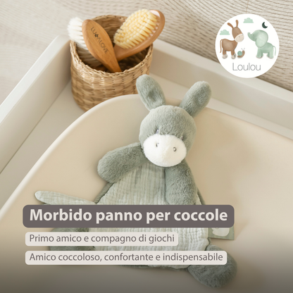 LouLou Mini Comforter Donkey - Baby Blanket
 - 25 cm - Linden Green