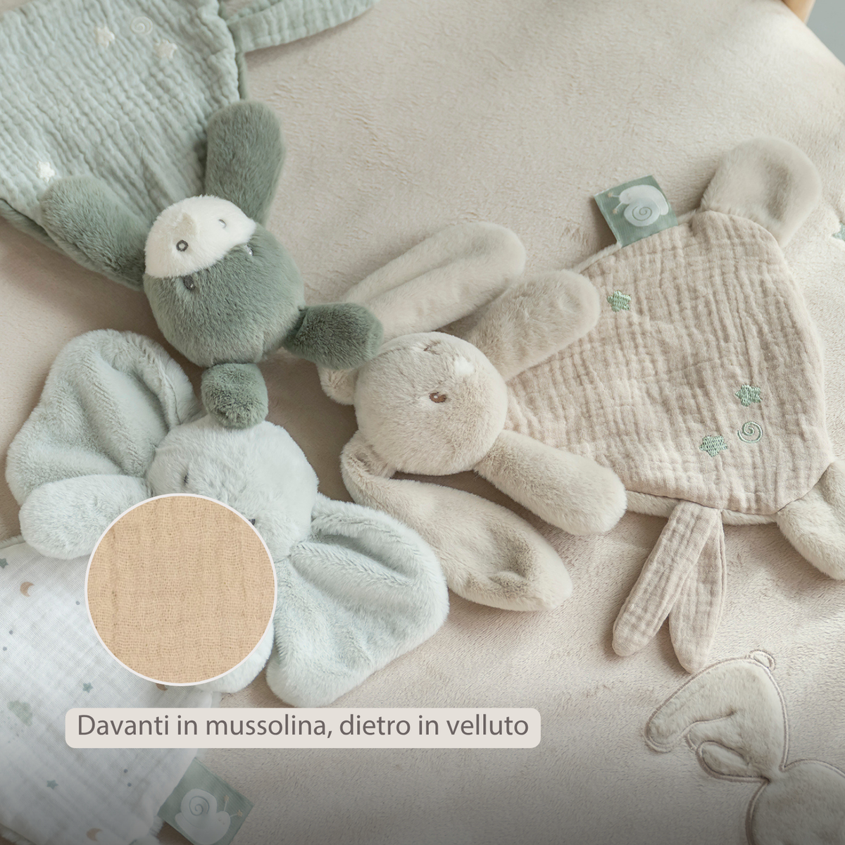 LouLou Mini Comforter Rabbit - Baby Blanket - 25 cm - Sand