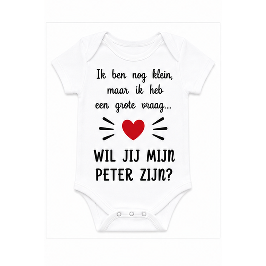 Bedrukte Body: Ik ben nog klein, maar ik heb een grote vraag.... (Peter)