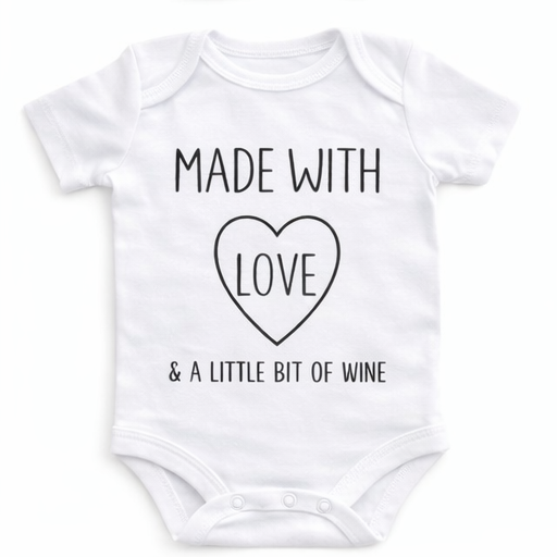 Bedrukte Body: Made with love & a little bit of wine
