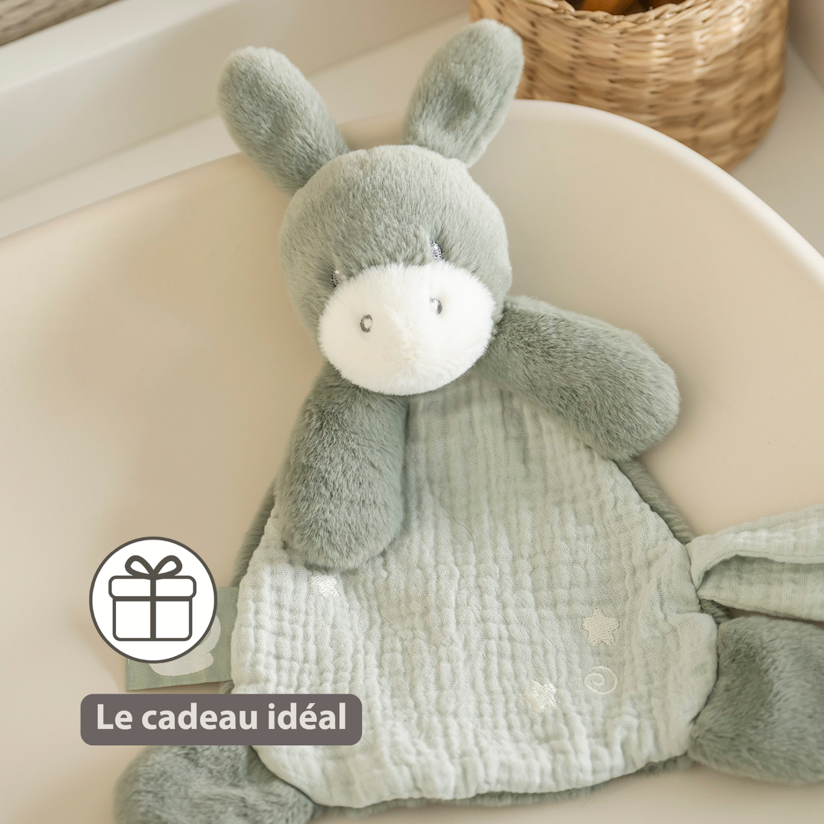 LouLou Mini Comforter Donkey - Baby Blanket
 - 25 cm - Linden Green