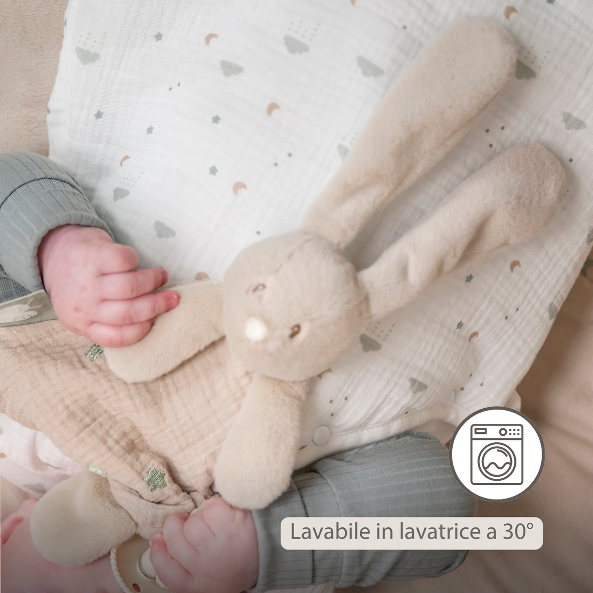 LouLou Mini Comforter Rabbit - Baby Blanket - 25 cm - Sand