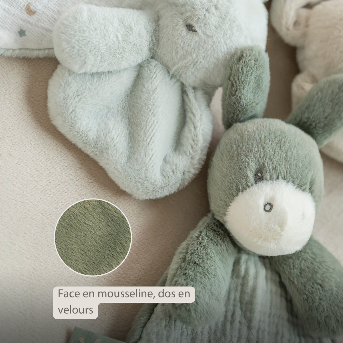 LouLou Mini Comforter Donkey - Baby Blanket
 - 25 cm - Linden Green