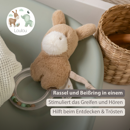 LouLou Rattle Donkey - 15 cm - Light Caramel