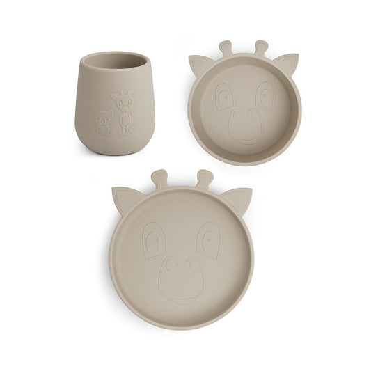 Siliconen Dinerset 3-delig – Giraf | Bord, Kom & Beker
