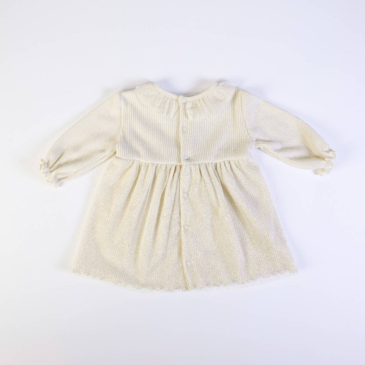 FS Baby - Feestelijk Babyjurkje Ecru – Lange Mouwen met Tule & Subtiele Glitter