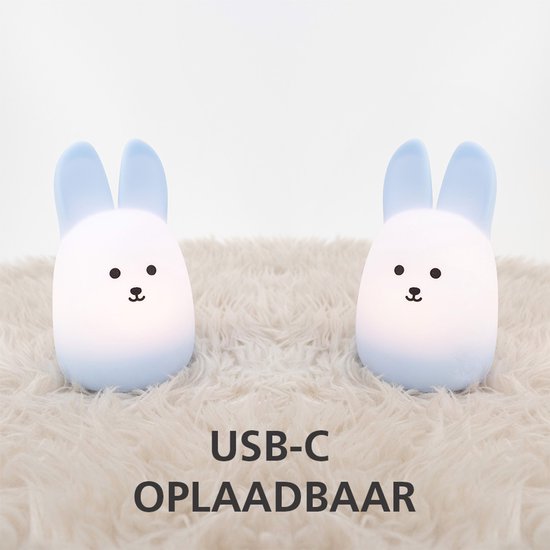 EGLO Castellino konijn Nachtlampje | Draadloos Oplaadbaar LED Nachtlamp voor Baby & Kind