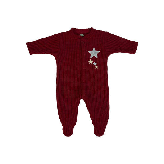 FS Baby - Gebreid Babyrompertje met Sterren – bordeaux Rood