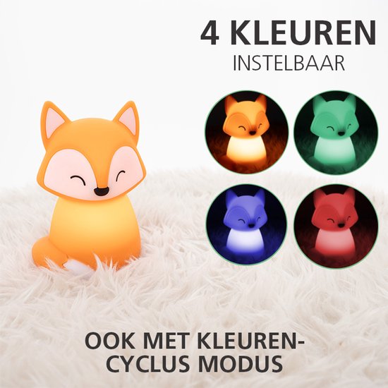 EGLO Castellino Vos Nachtlampje | Draadloos Oplaadbaar LED Nachtlamp voor Baby & Kind