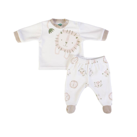 FS Baby - Babyset Leeuw – 2-delig Velours Setje met Voetjes